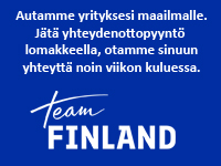 Team Finland auttaa yrityksesi maailmalle. Jätä yhteydenottopyyntö lomakkeella, otamme sinuun yhteyttä noin viikon kuluessa.