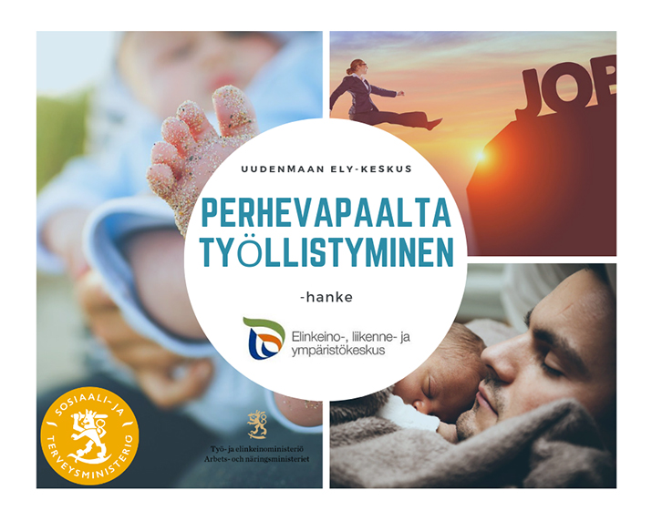 Perhevapaalta työllistyminen -hankkeen logo.