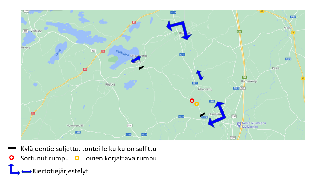 Kuva kiertotiestä, klikkaamalla kuva aukenee isommaksi.