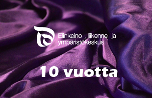 ELY-keskuksen logo ja teksti: 10 vuotta.
