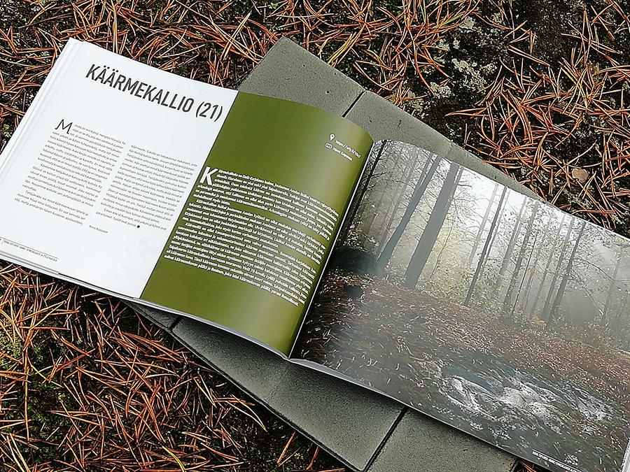 Kuva kirjasta jossa Käärmekallion tarina ja kuva.