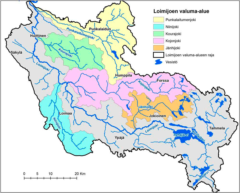 Indeksikartta, Loimijoen valuma-alue © Varsinais-Suomen ELY-keskus