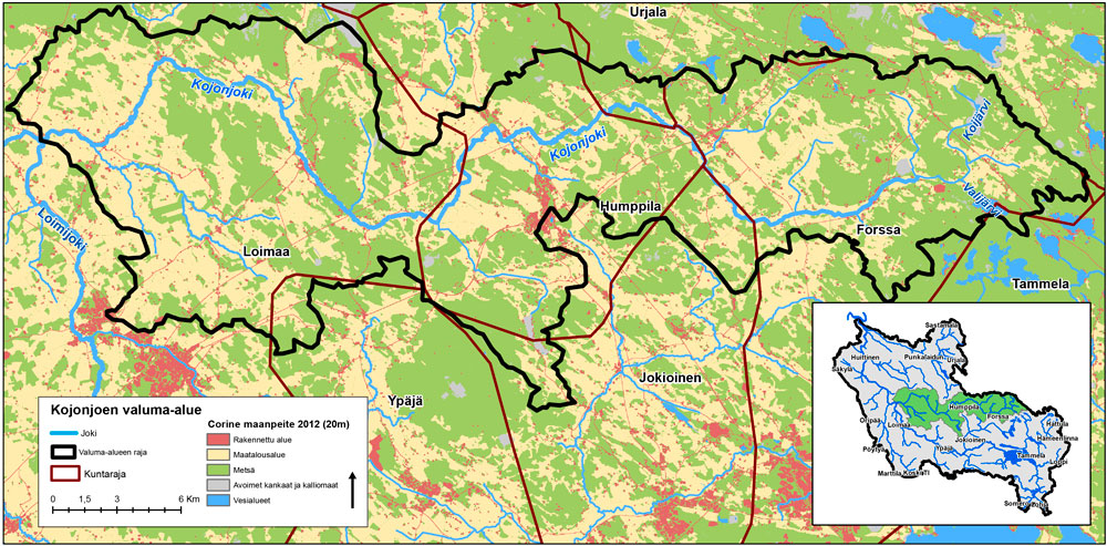Kartta, Kojonjoki © Varsinais-Suomen ELY-keskus
