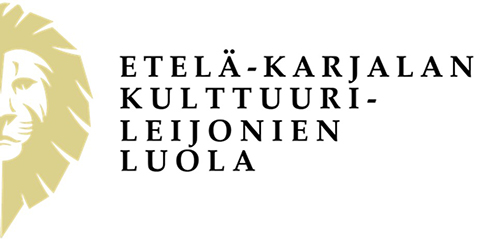Leijona-piirroskuva ja teksti Etelä-Karjalan Kulttuurileijonien luola.