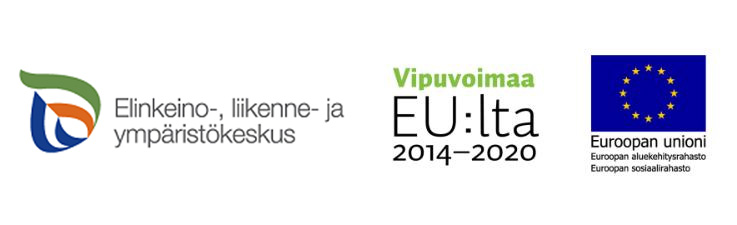 Kainuun ELY-keskuksen, Vipuvoimaa EU:lta sekä ESR logot.