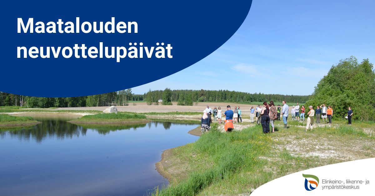 Maatalouden neuvottelupäivien osallistujat tutustumassa Vaissin tilan kosteikkoon.