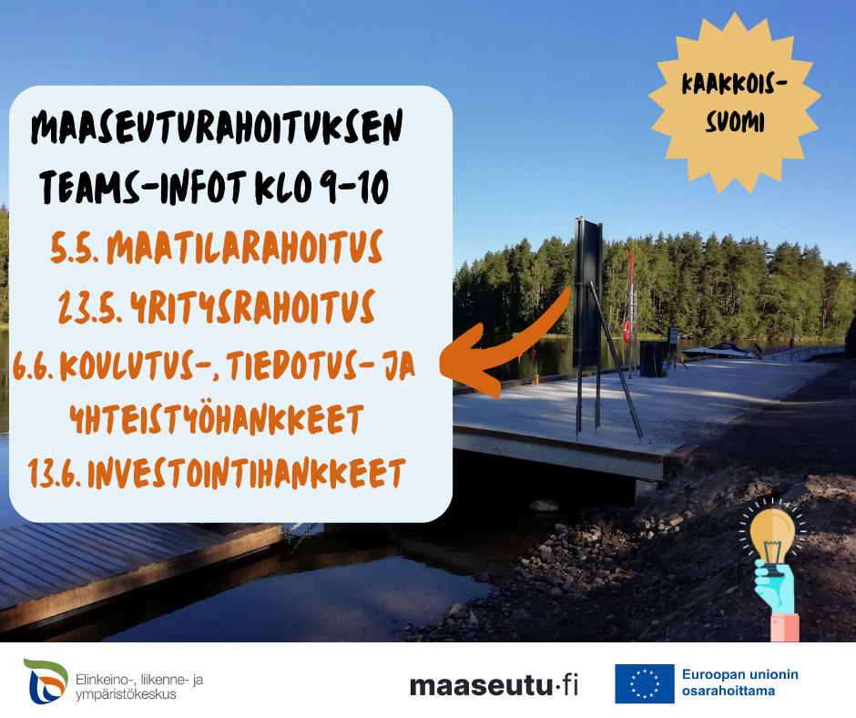 Kuvassa infojen ajankohdat ja järjestäjien logot.