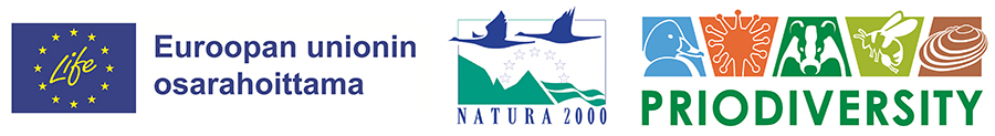 Logot: Life Euroopan unionin osarahoittama, Natura 2000 ja Priodiversity.