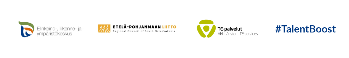 Logot: ELY-keskus, Etelä-Pohjanmaan liitto, TE-palvelut & #TalentBoost.