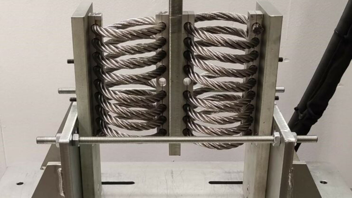 Vaijerivaimentimien testauslaite, dynaamiseen ja staattiseen testaukseen. Armeka Oy