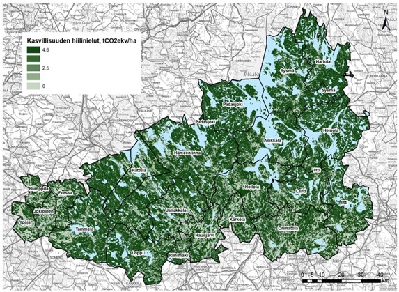 Kasvillisuuden hiilinielu Kanta- ja Päijät-Hämeessä.