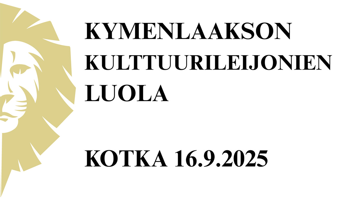 Piirros puolikas leijonan pää ja tekstinä tapahtuman otsikko ja päivämäärä.