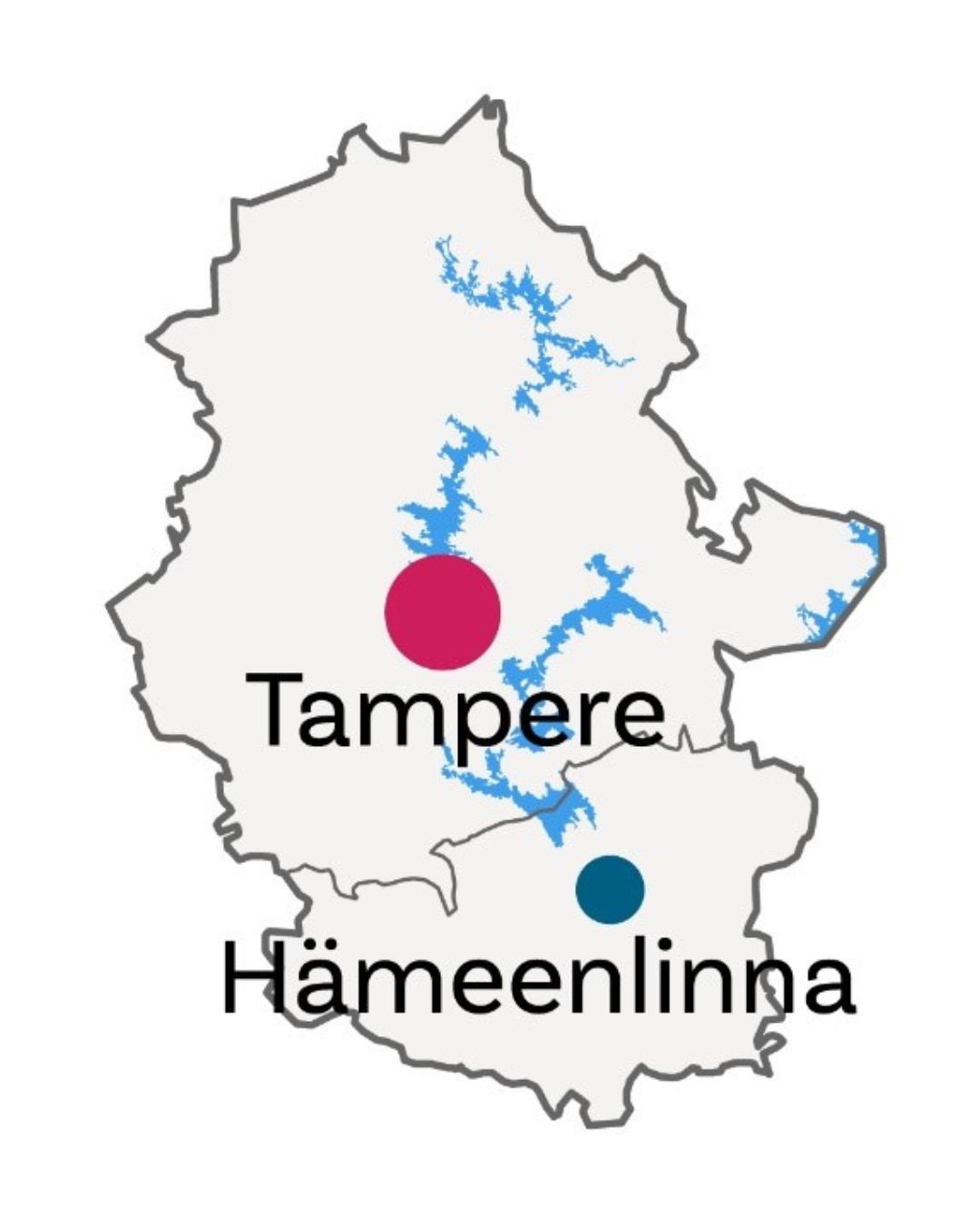 Sisä-Suomen elinvoimakeskuksen kartta.